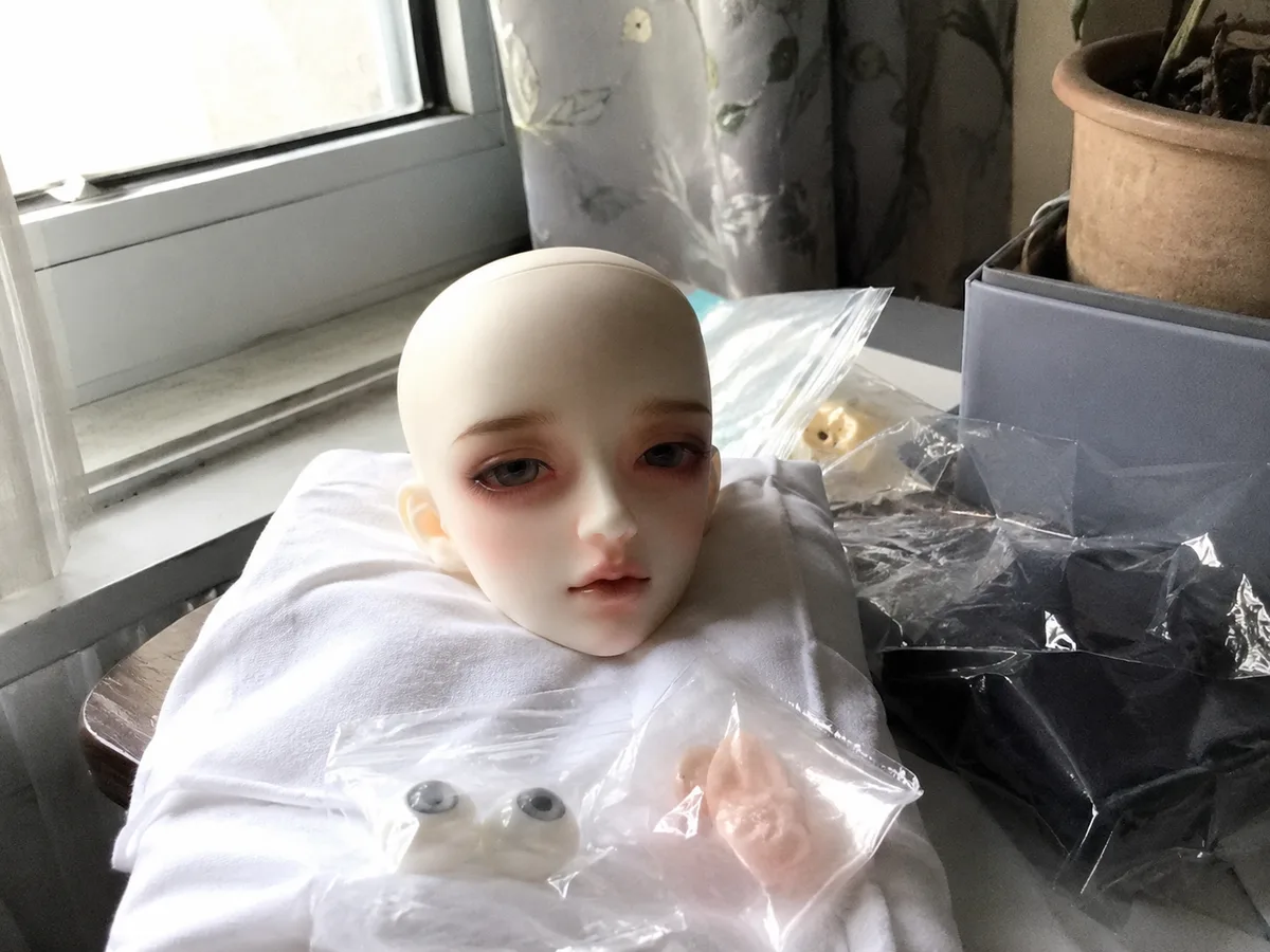 Window-light received item: A simple window-side photo of the received head and packed accessories before final assembly.