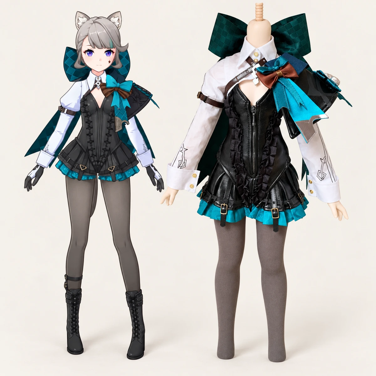 BJD costume from a reference — AI-refined source image
